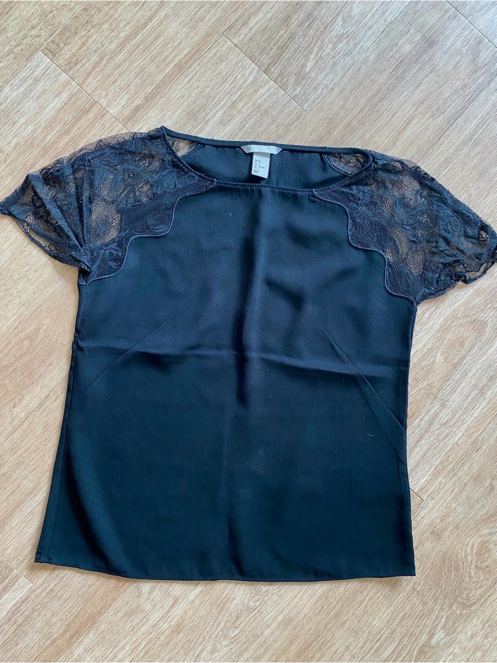 H&M Black Lace Sleeve Top
